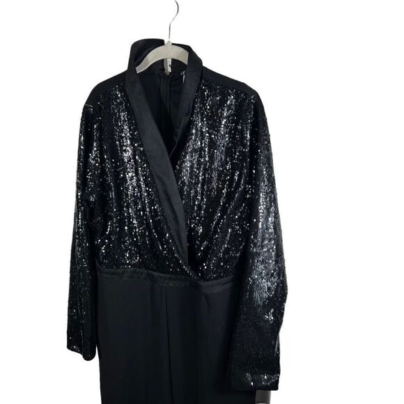 Venus Sparkly Black Sequin Jumpsuit - Picture 8 of 10